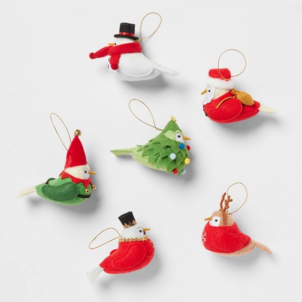 Featherly Friends 2023 6 piece holiday ornaments Target Bird